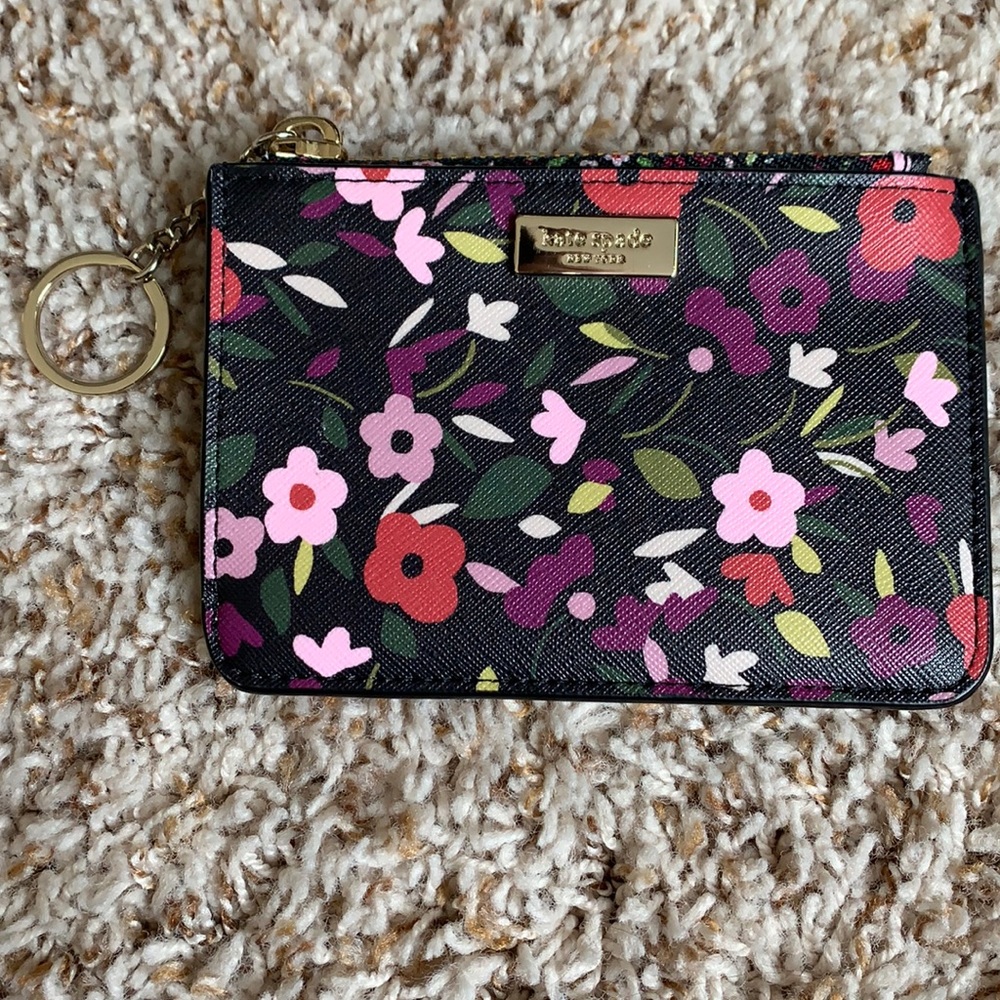Kate Spade Floral Key & Card Holder - Black, Pink, Red